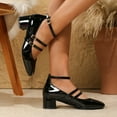 thumbnail image 3 of New women's square head chunky heel fashion light cut Mary Jane shoes elegant black 4.7cm heels, 3 of 5