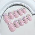 thumbnail image 6 of 24 Pcs Rhinestones Acrylic Nails Square Full Covers On Nails French Tip Press On Nails Simple False Nails, 6 of 8