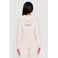 thumbnail image 5 of Women's Velour Long Sleeve Solid Zip Front Hoodie, 5 of 5