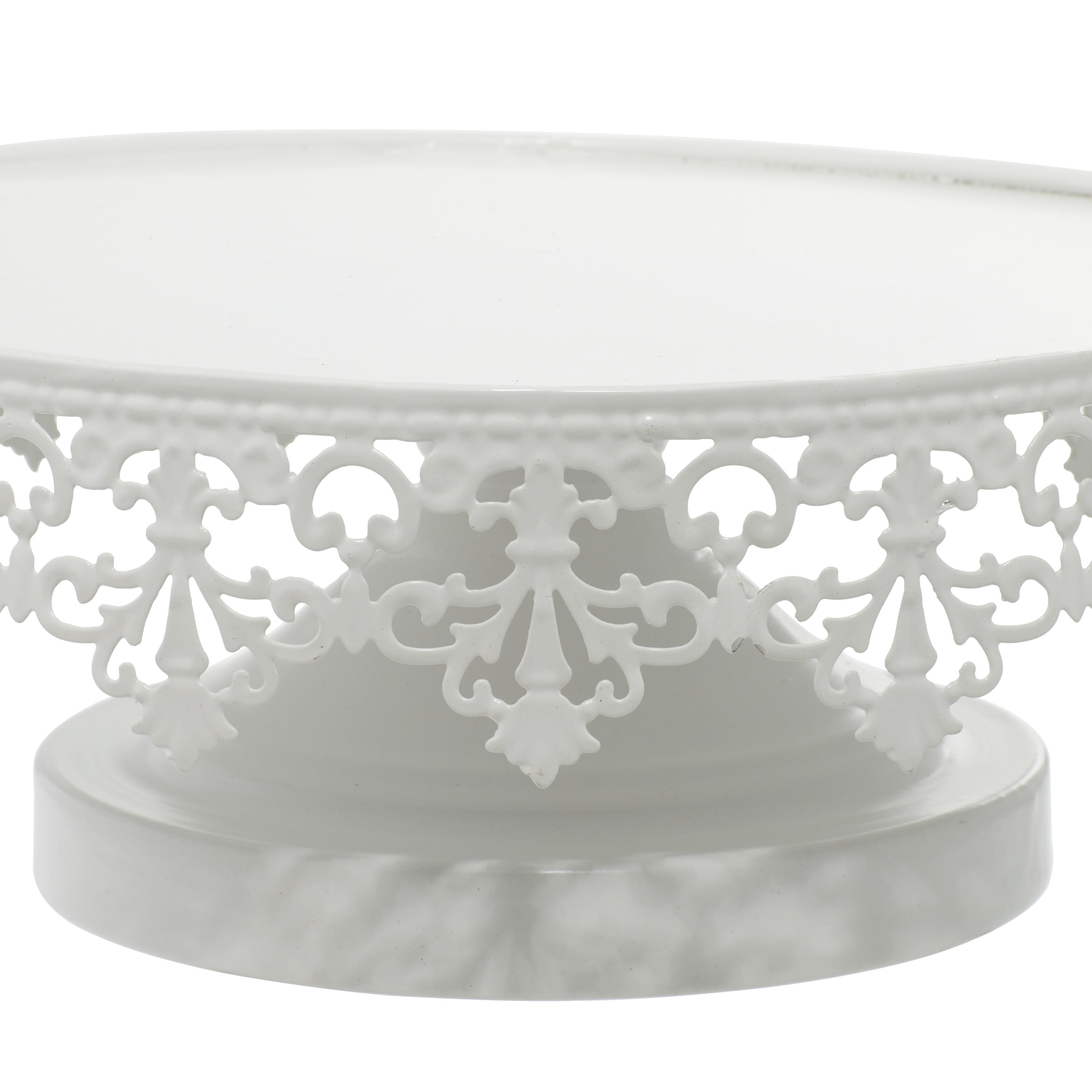 DecMode 13", 10", 9"W White Metal Decorative Stand with Pedestal Base, 3-Pieces