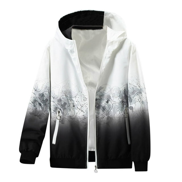 JHLZHS Fleece Jacket Mens Fashion Simple Hooded Color Blocking Pocket Cardigan Zipper Sweater Jacket Fringe Jacket 051