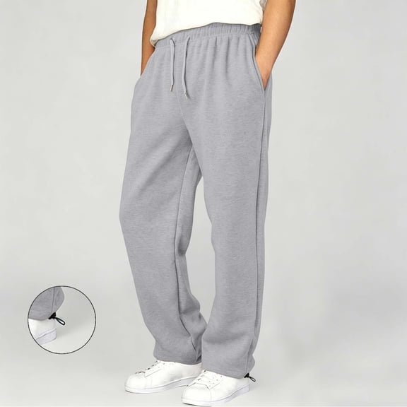 Kids' Fleece Sweatpants, Elastic Waist With Adjustable Drawstring Pockets, Winter Warm For Sports(Silver/14-15Years)
