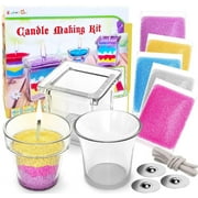 Rachel's Art - Candle Making Kit for Kids - DIY Kids Candle Making Kit - Design and Make Your Own Candles - Craft Supplies & Materials - 3 Glass Candle Containers, 3 Wicks, 5 Bags of Colored Wax