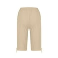 thumbnail image 6 of Yuanlook Shorts for Women,Knee Length Linen Casual Capri Pants Comfy Loose Cropped Shorts with Pockets - Beige - S, 6 of 7