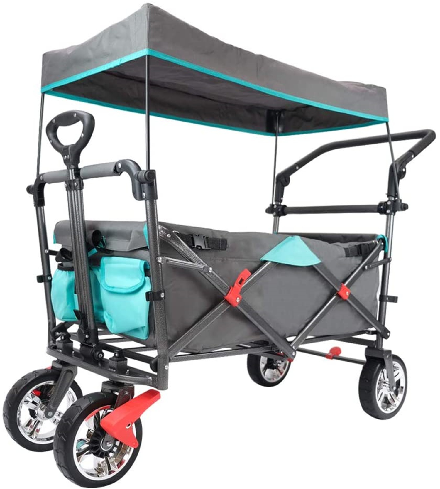 Push and Pull Folding Stroller Wagon Collapsible with Canopy with
