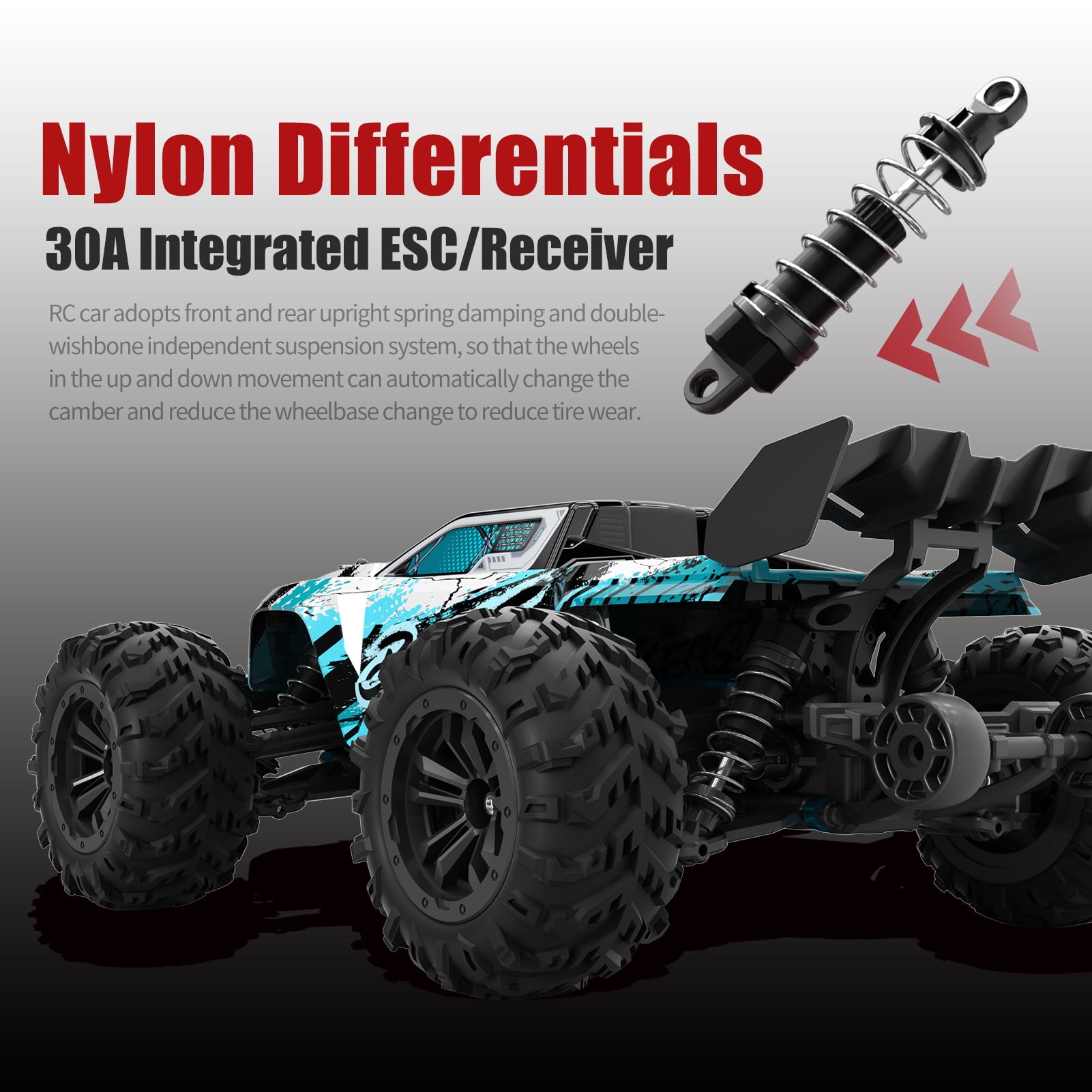 4WD Brushless RC Car, High Speed All Terrain RC Truck with 1 Battery, 1:16 Off-Road Drift Monster Truck, Outdoor Drifting Racing Climbing, Independent Shock Absorption, Hobby Remote Control Car Gifts