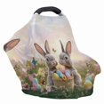 thumbnail image 4 of Renewold Easter Rabbit Eggs Garden Stretchy Nursing Scarf Car Seat Canopy Baby Car Seat Cover, Baby Breastfeeding Stroller High Chair Shopping Cart Cover for Boys Girls, 4 of 7