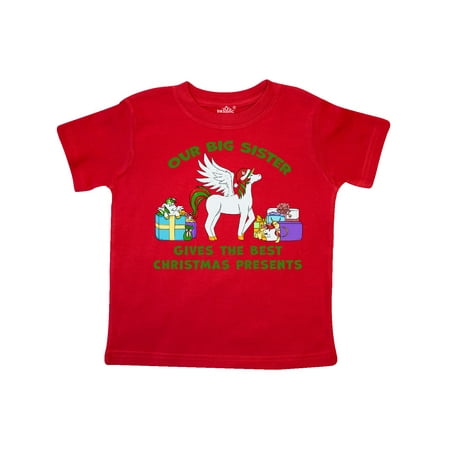

Inktastic Our Big Sister Gives the Best Christmas Presents in Green Gift Toddler Boy or Toddler Girl T-Shirt