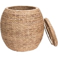 thumbnail image 2 of Essentiels Ménagers Grand Panier de Rangement Rond en Jacinthe d'Eau avec Couvercle, 2 of 6