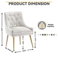 thumbnail image 5 of SEYNAR Elegant Tufted Upholstered Dining Chairs Set of 6, Velvet Side Accent Chair with Golden Legs for Dining Room,Vanity Chair(White), 5 of 9