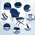 thumbnail image 4 of Blue lazy reading chair con ottoman, armrests, y a side pocket - perfect para small spaces, 4 of 9