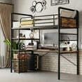thumbnail image 1 of QinaQin Cama loft individual con escritorio en L, estructura metálica con barandal alto y escalera, ideal para recámara juvenil y ahorro de espacio, 1 of 7