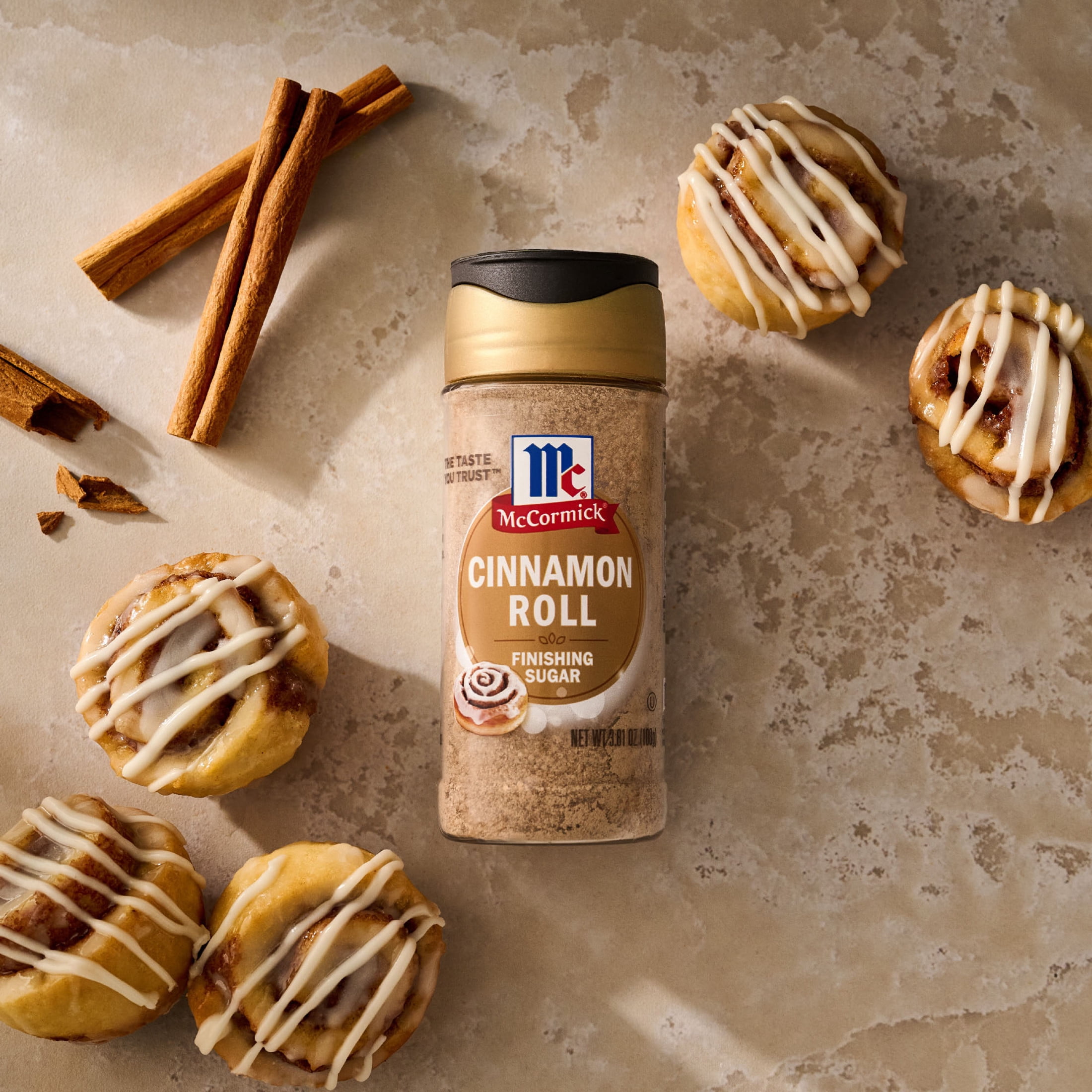 (3 pack) McCormick Kosher Cinnamon Roll Finishing Sugar, 3.81 oz Bottle