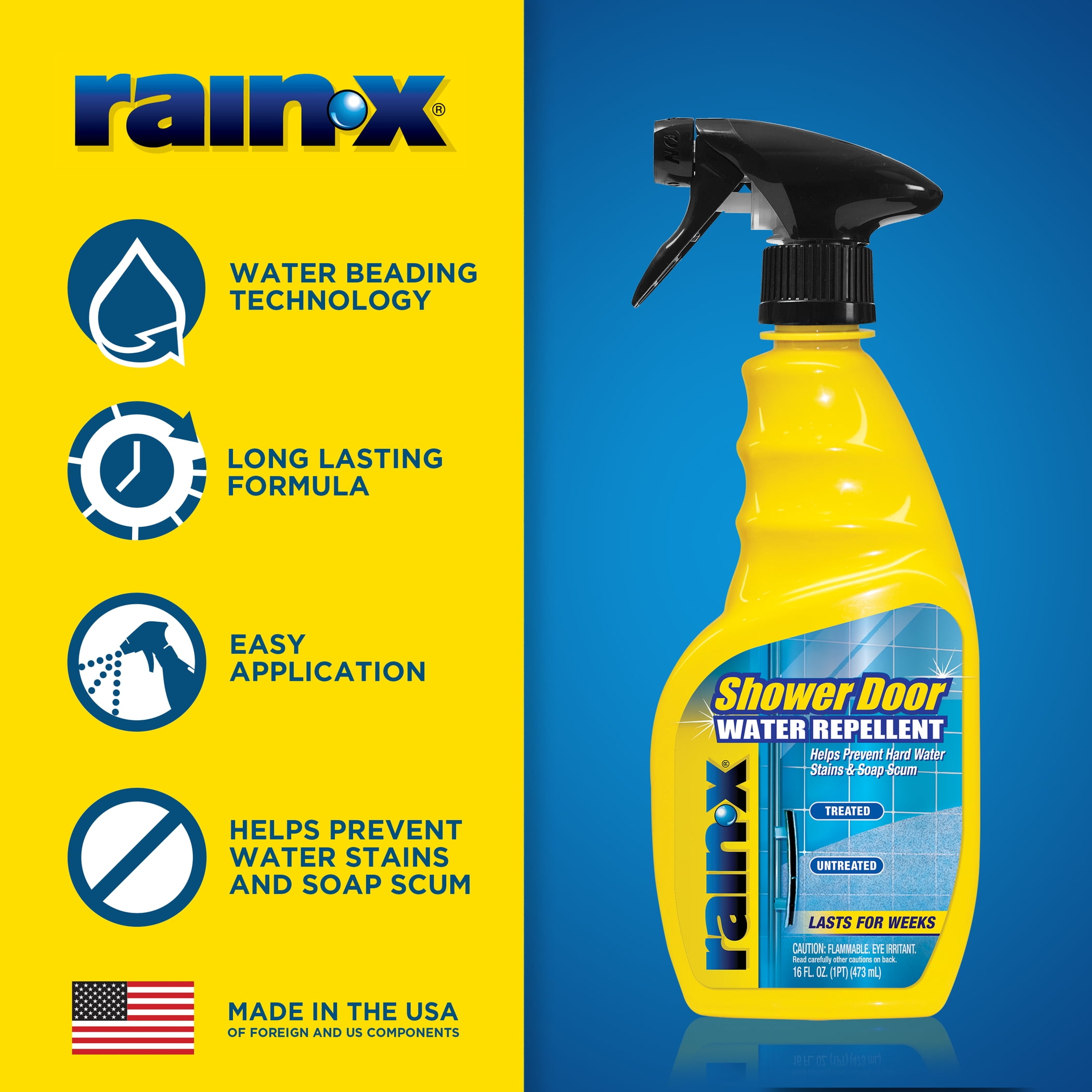 Rain-X Shower Door Water Repellent, 16 fl. oz., Water Beading