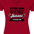thumbnail image 4 of Inktastic Autism Awareness Autism Mom with Puzzle Ribbons Women's V-Neck T-Shirt, 4 of 5