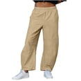 thumbnail image 2 of Hurxie Women’s Hiking Cargo Pants – Lightweight Wide Leg Outdoor Pants with Pockets, High Waisted Drawstring Streetwear Khaki,XL, 2 of 7