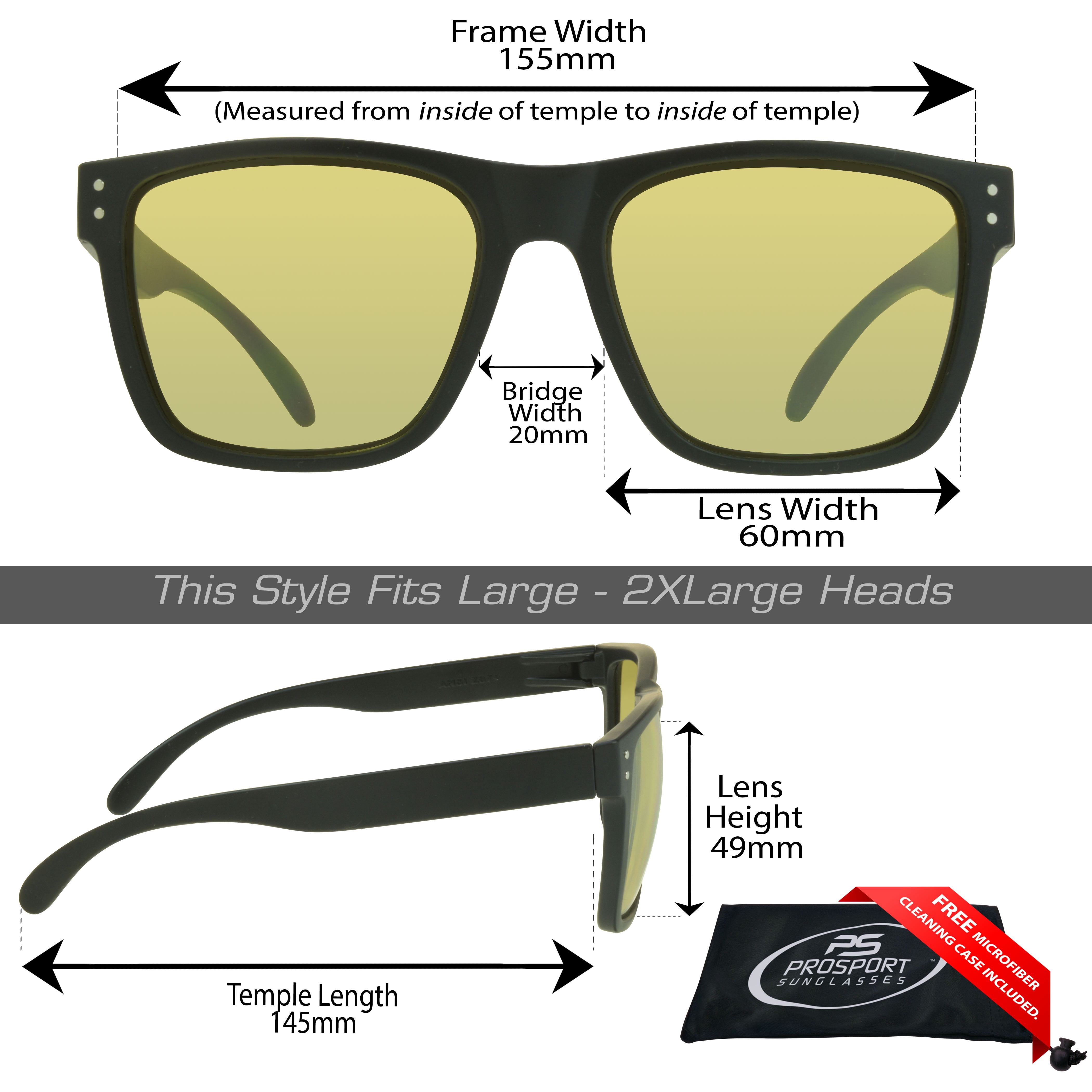 proSPORT Safety Glasses Yellow Mirrored Men Extra Large Wide Big Tall Protective Z87 Lens Work Glasses