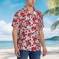 thumbnail image 3 of Honeii Red Hawthorn Print Men’s Hawaiian Shirt,Classic Button-Down Short Sleeve Shirt, for Beach, Vacation, and Outdoor Activities,Medium, 3 of 7