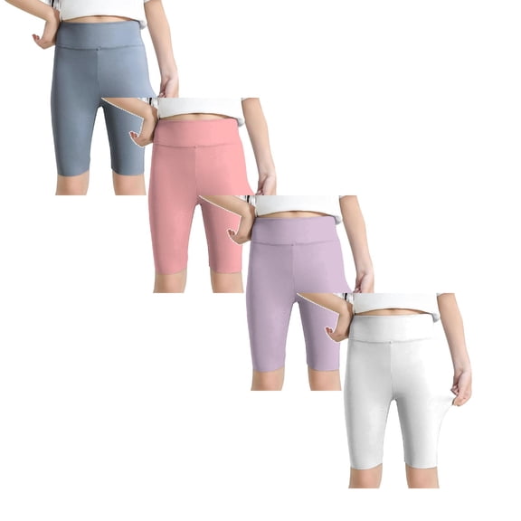 Dpytoraw 4 Pack Girls Bike Shorts Under Dress Dance Long Biker Girls Shorts for Kids Toddler Teen Summer Clothes 2-12Y