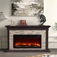 thumbnail image 2 of LIVILAND 60" Freestanding Electric Fireplace with Faux Brick Mantle - Brown, 2 of 12