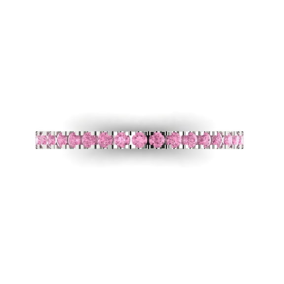 0.57 ct Brilliant Round Cut Simulated Pink Diamond 14k White Gold Stackable Band SZ 6.25