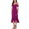 thumbnail image 4 of INSPIRE CHIC Vestidos de Fiesta para Mujeres con Tirantes Espagueti, Vestido Midi con Volantes para Invitadas de Boda, Color Púrpura, 4 of 6