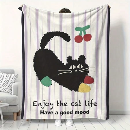 HELLOYOUNG Ultra-Soft Flannel Kitten Blanket, Digital Print Throw Blanket for Sofa Bed Camping, Cozy All-Season Gift Blanket