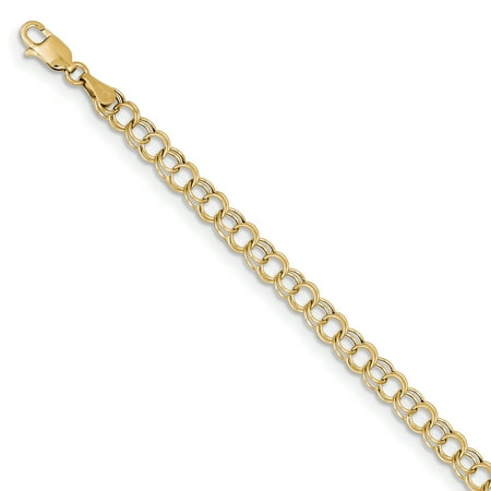 10k Yellow Gold Double Link Charm Bracelet 8 Inch Valentines Day