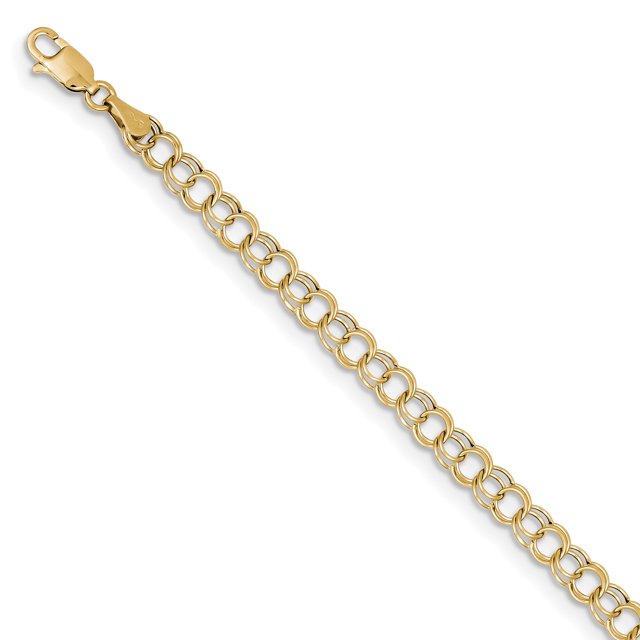 10k Yellow Gold Double Link Chain Charm Bracelet