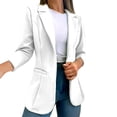 thumbnail image 1 of Gibobby Blazer de mujer elegante Chaquetas blazer para mujer de negocios casual de moda color sólido manga larga estilo solapa chamarra pequeña(Blanco,G), 1 of 5