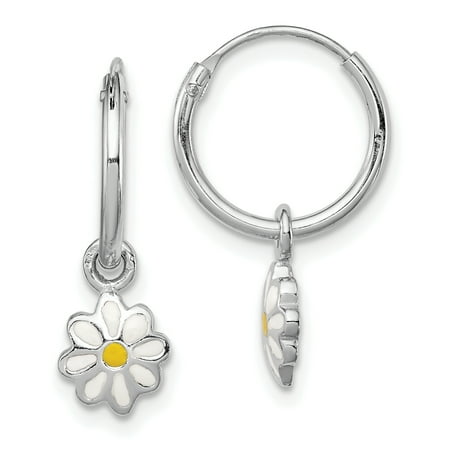 Enamel Flower Daisy - 925 Sterling Silver Childs Enameled Daisy Hinged Hoop Earrings Ear Hoops Set Flower Gardening For Women