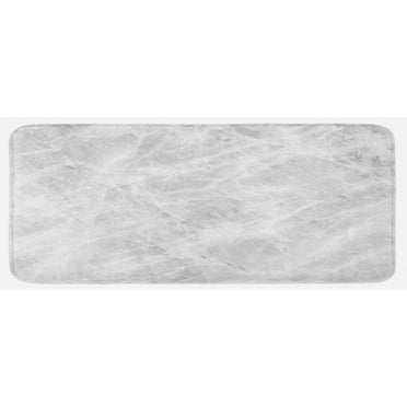 Marble Print Kitchen Mat, Abstract Soft Pastel Toned Onyx Stone Background with Grunge Effects, Plush Decorative Kitchen Mat with Non Slip Backing, 47" X 19", Pale Grey White, by Ambesonne