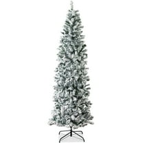 Best Choice Products 6ft Snow Flocked Artificial Pencil Christmas Tree Holiday Decoration w/ Metal Stand