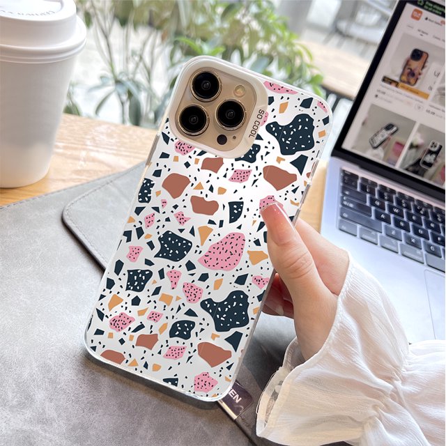 Moderno y duradero: carcasa plateada arcoíris de doble capa esmerilada con ilustración divertida para iPhone 15 Pro Max 14 13 12 Pro 11