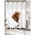 thumbnail image 2 of No Hook Shower Curtain with Snap-in Liner, Funny Yaks Waterproof Fabric Bathroom Curtains, Cute Art Fun Lovely Animals on Toilets Bath Curtains & Mesh Top Window 66"x72", 2 of 9