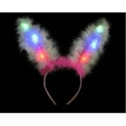 WeGlow International 20BO1PK Sequin Light Up Pink Bunny Ears - Set Of 2