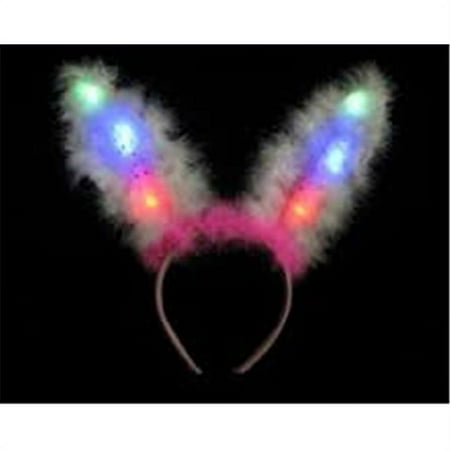 WeGlow International 20BO1PK Sequin Light Up Pink Bunny Ears - Set Of 2