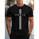 thumbnail image 1 of PARIS Print, Men's Graphic Design Crew Neck Active T-shirt, Casual Comfy Tees Tshirts For Summer, Men's Clothing Tops For Daily Gym Workout, 1 of 5