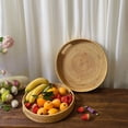 thumbnail image 3 of Cesta de frutas de paja tejida de ratán, bandeja de frutas, bandeja de té, caja de almacenamiento con asa redonda para picnic, 3 of 5