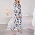 thumbnail image 3 of Gukieu Retro Butterfly Print Women's Long Sleeve Pajama Set, Button Top Elastic Pocket Pajama Pants Two Piece Set Home Wear-XX-Large, 3 of 7