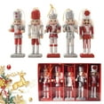 thumbnail image 6 of 5 Pcs Wooden Christmas Nutcracker Ornaments Xmas Holiday Tree Decoration Christmas Essentials (Red), 6 of 10