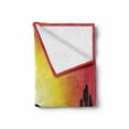 thumbnail image 2 of Ostrich Soft Flannel Fleece Blanket, Silhouette of Wild Animal Running Across the Desert at Sunset Cactus, Cozy Plush for Indoor and Outdoor Use, 50" x 70", Dark Coral Yellow Black, by Ambesonne, 2 of 6