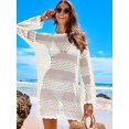 thumbnail image 2 of Vestido playero de crochet de malla ANRABESS, color crema, talla L, 2 of 8