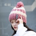 thumbnail image 3 of Gorro de punto de invierno para mujer, gorro cálido con forro polar a la moda, gorro de lana para ciclismo a prueba de frío para invierno para mujer, 3 of 4