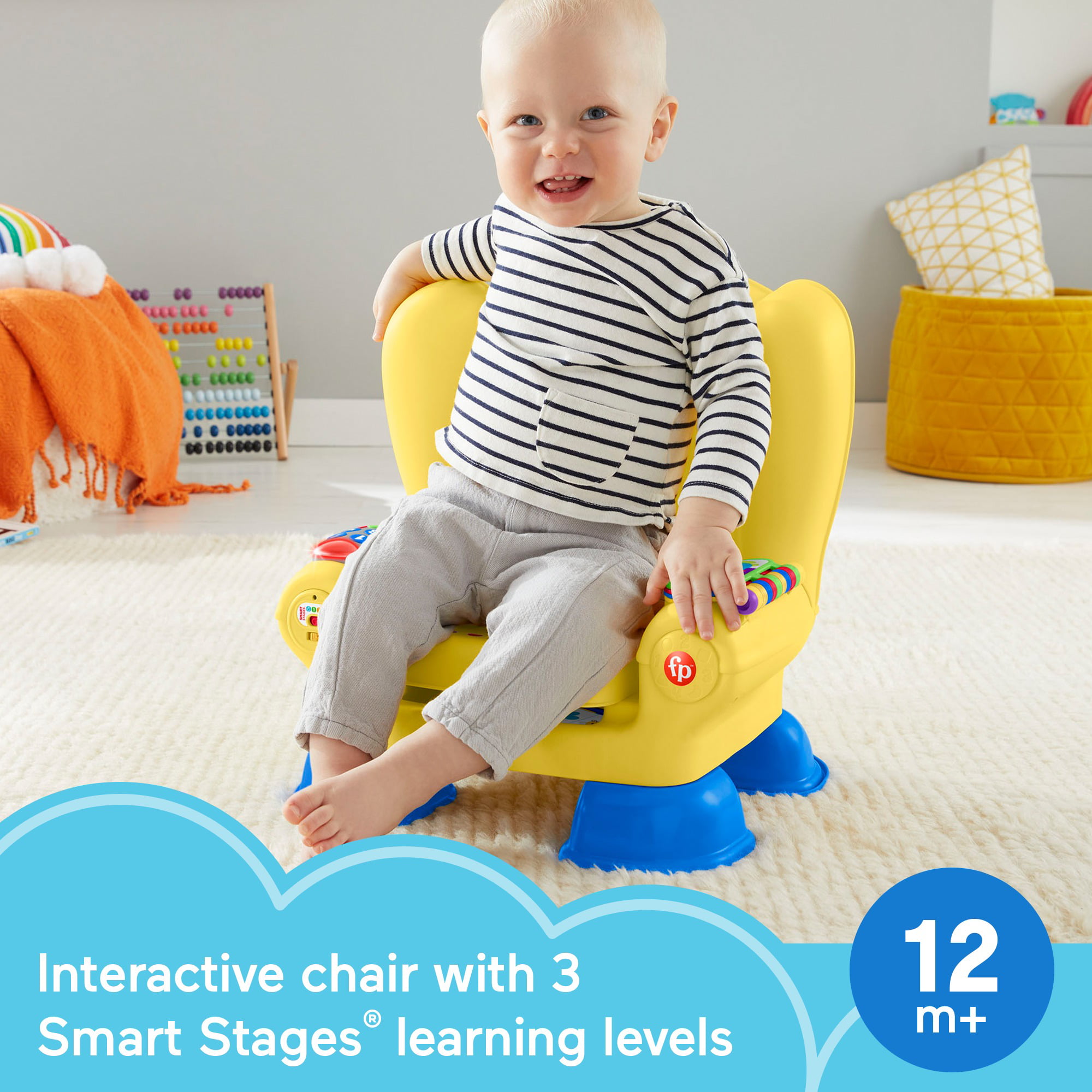Fisher-Price Laugh & Learn Smart Stages Chair Musical Toddler Toy, Yellow - 1