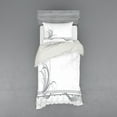 thumbnail image 2 of Ambesonne Grey Bedding Set 4 Pcs, Swirls Ornament, Queen, Pale Grey White, 2 of 3