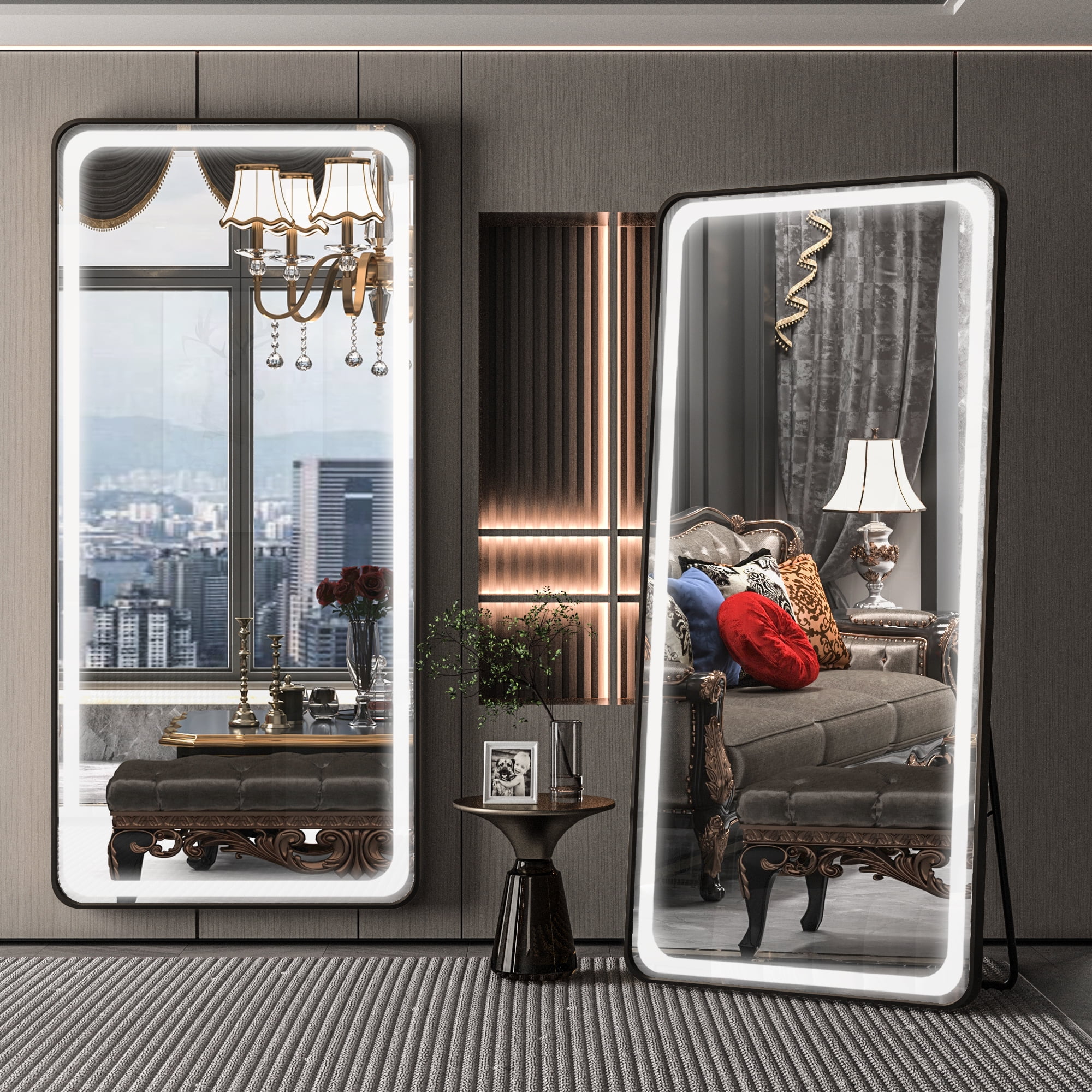 HASIPU Full Length Mirror with Lights, 71" x 28" Lighted Floor Standing LED Mirror Full Length