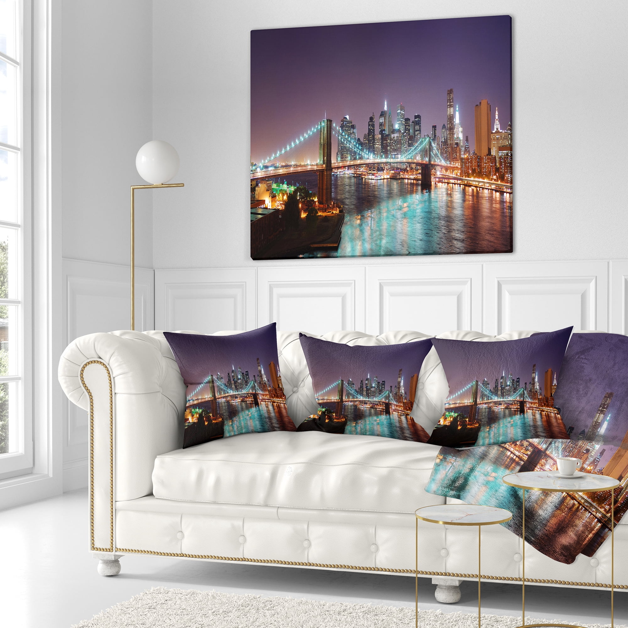 Designart Hudson River Panoramic View - Landscape Photography Throw Pillow - 16x16