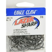 Lazer Sharp L2BUH-7/0 Octopus Hook, Black, Size 7/0, 19 Pack