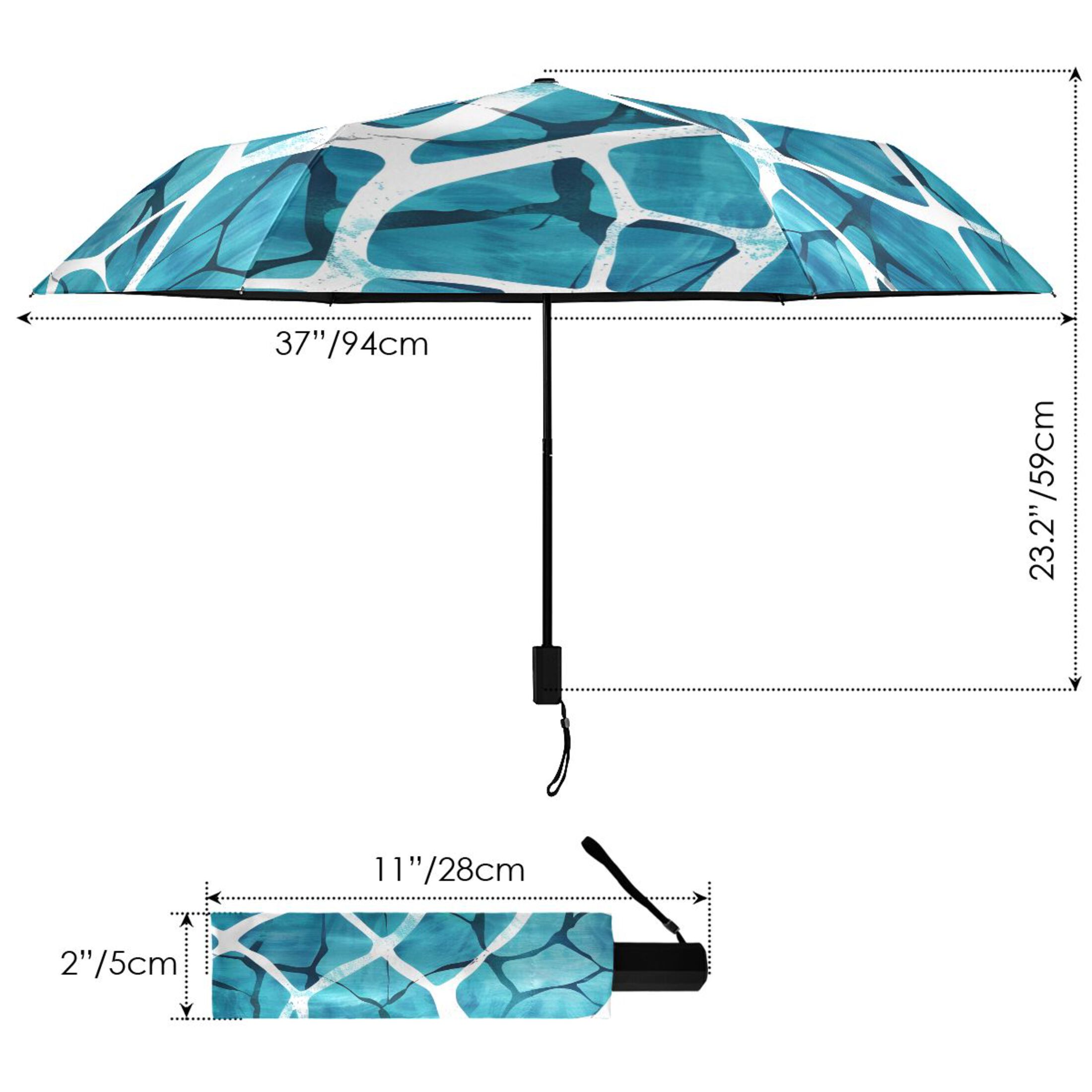 ALAZA Abstract Marble UPF 50+ Compact Folding Umbrella for Rain Travel Umbrella Packable